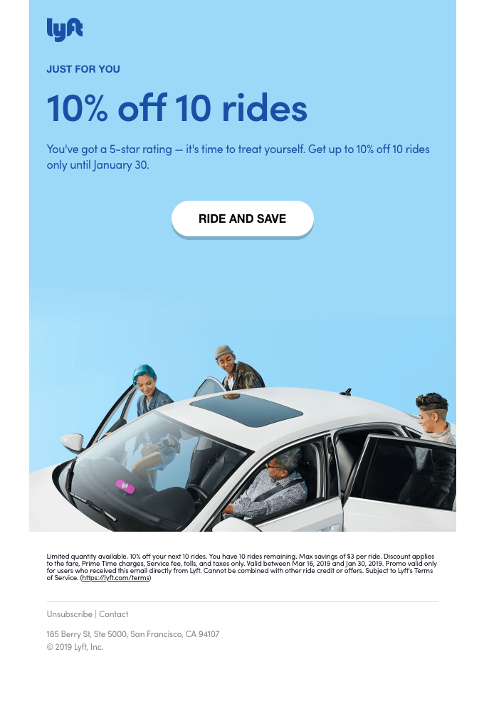 Lyft email marketing promotion